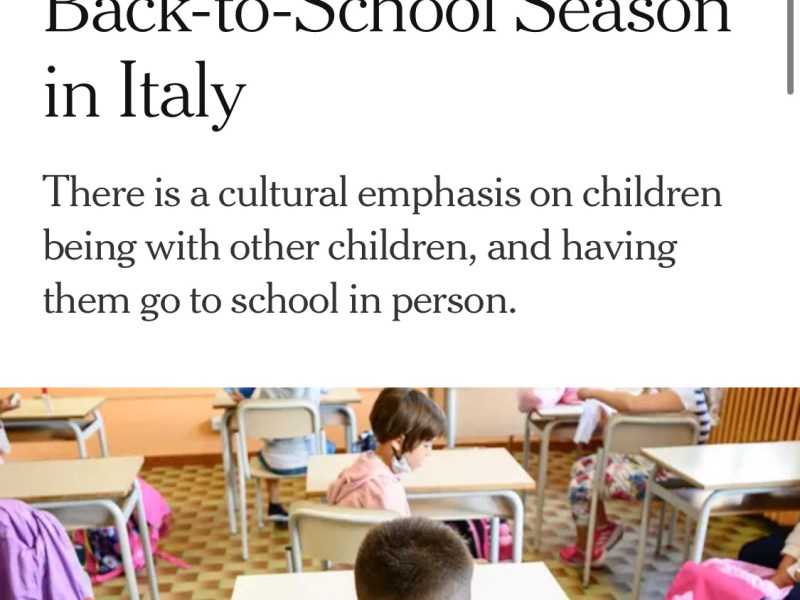 New York Times – Back-to-School Season in&nbsp;Italy